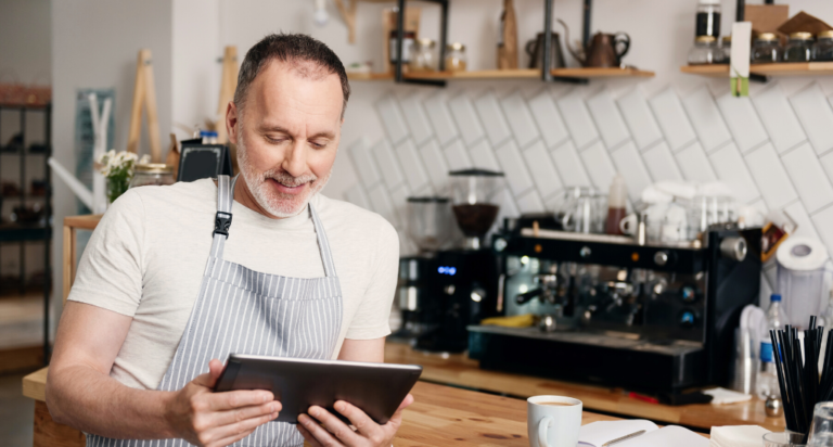 Business owner working with tablet