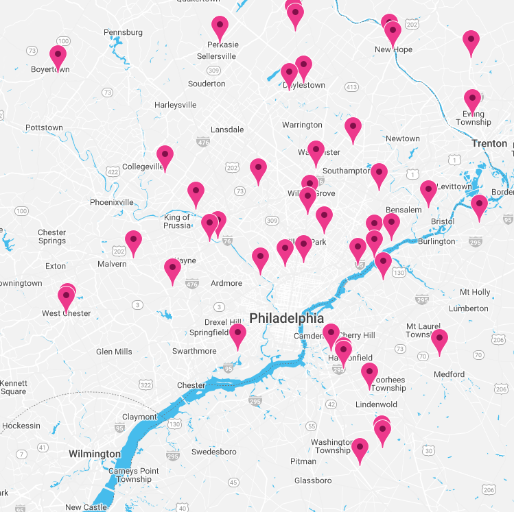 Map of Philadelphia Business Loan Borrowers